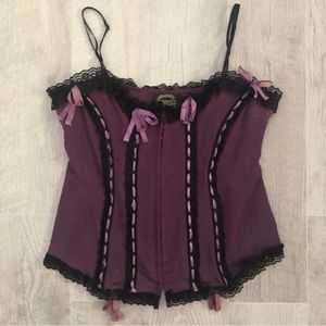 purple and black corset top